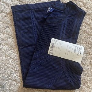 athleta oxygen tank top navy dark blue mesh cut out brand new